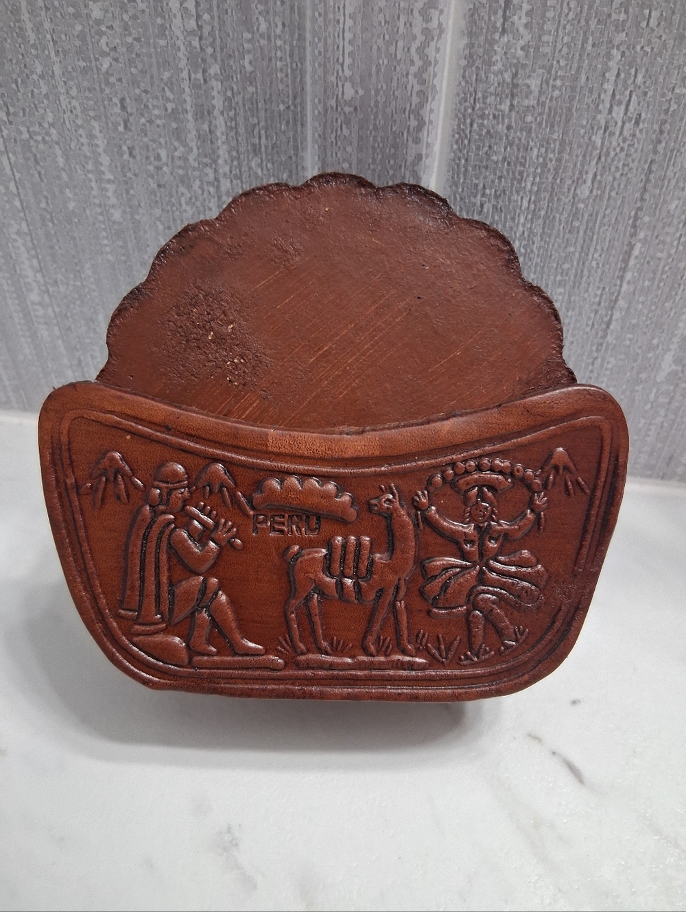 Vintage Hand-tooled Leather Coasters From Peru Artisan Handmade Set Of Six - Picture 6 of 10